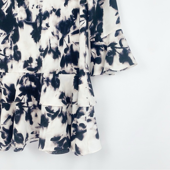 Bar III Tiered Ruffle Hem Shift Dress Watercolor Floral - Picture 3 of 6